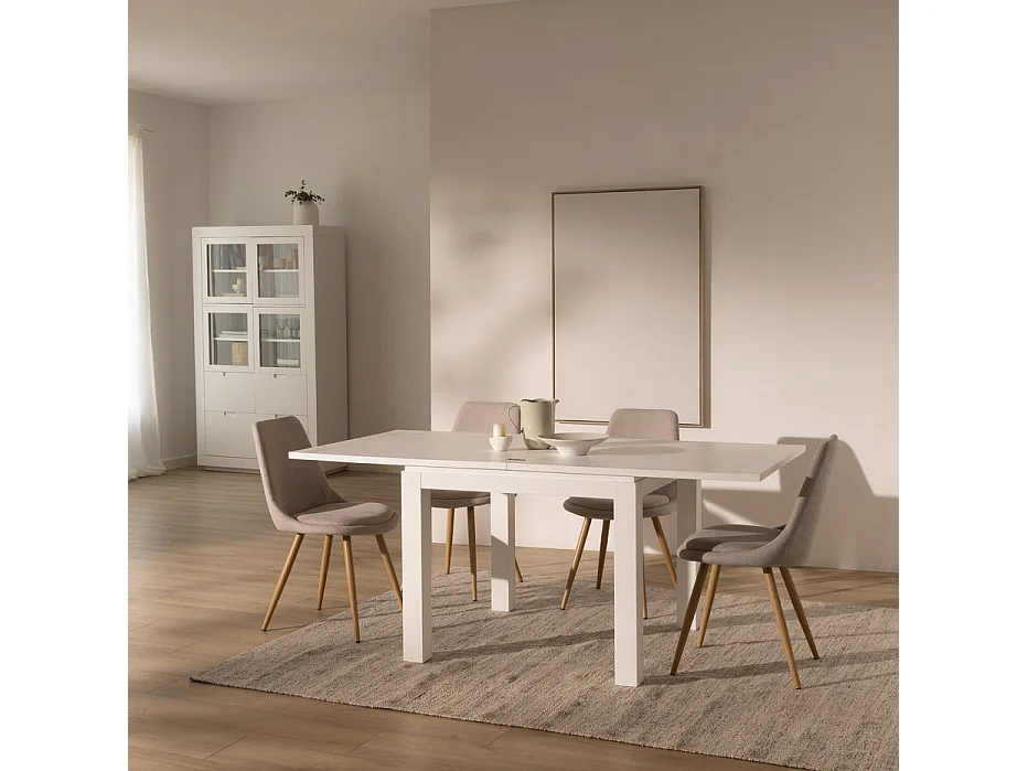 Table à manger extensible en bois massif blanc 90x78