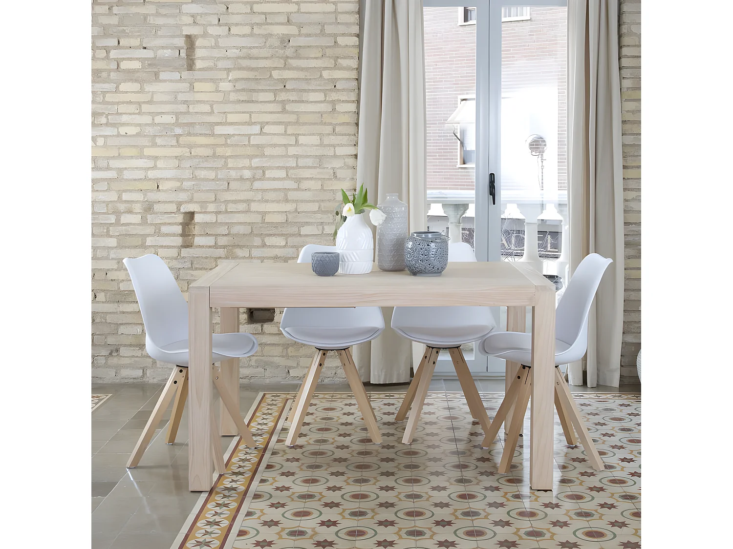 Tavolo da pranzo allungabile legno massello, pannello in mdf e impiallacciatura  naturale 90x78