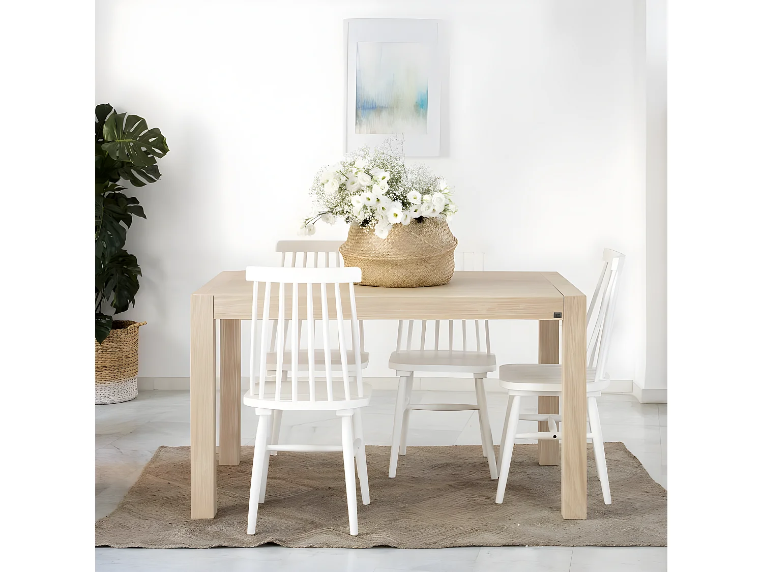 Tavolo da pranzo allungabile legno massello, pannello in mdf e impiallacciatura  naturale 90x78