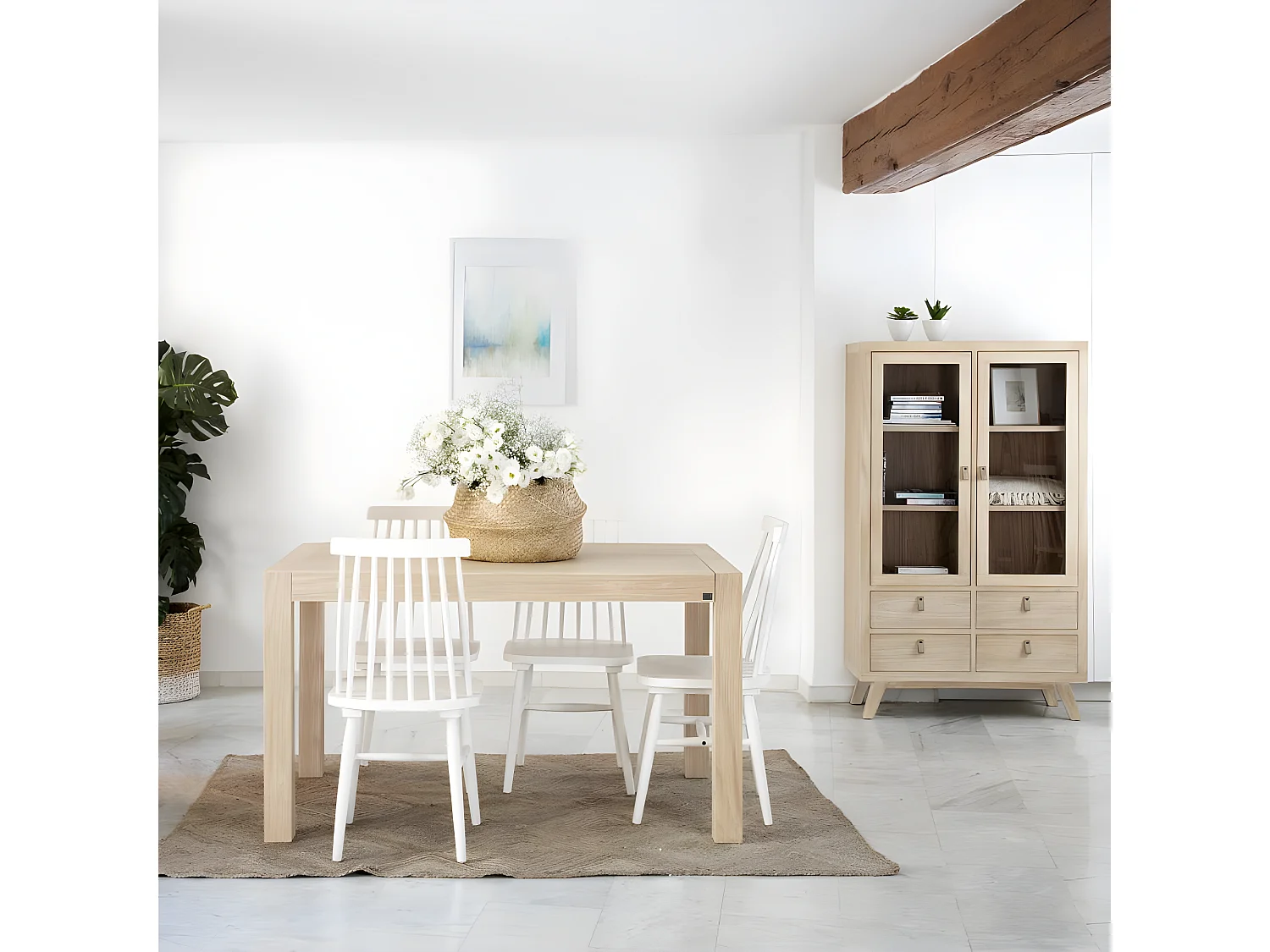 Tavolo da pranzo allungabile legno massello, pannello in mdf e impiallacciatura  naturale 90x78