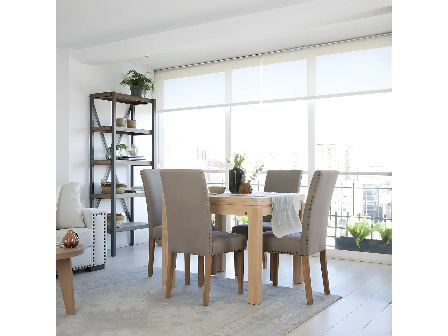 Table à manger extensible en bois massif naturel 90x78