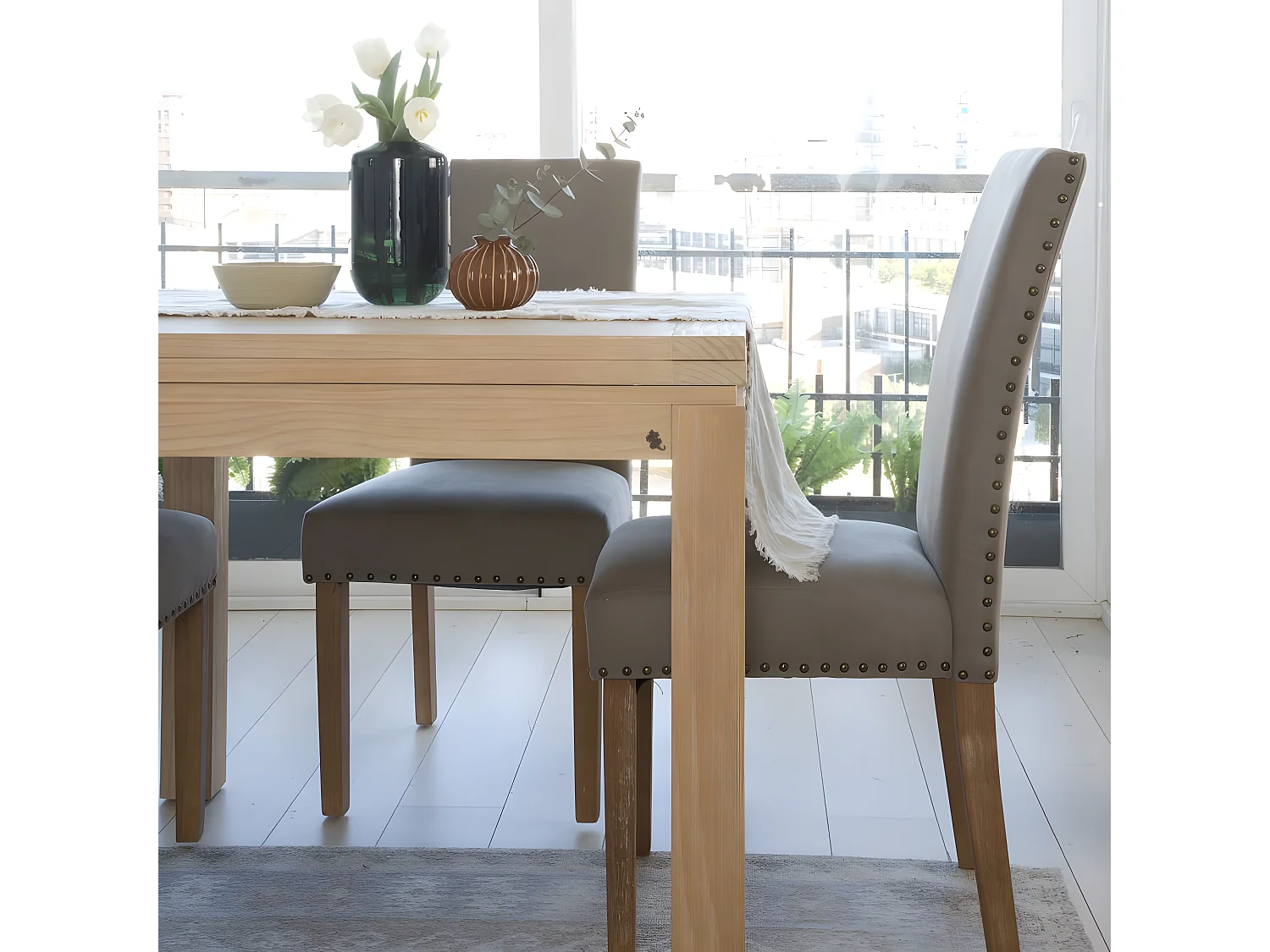 Table à manger extensible en bois massif naturel 90x78