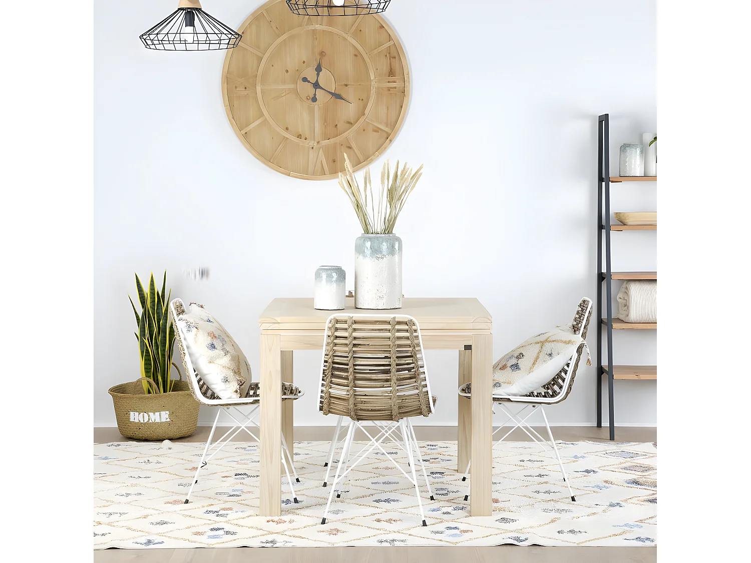 Table à manger extensible en bois massif naturel 90x78