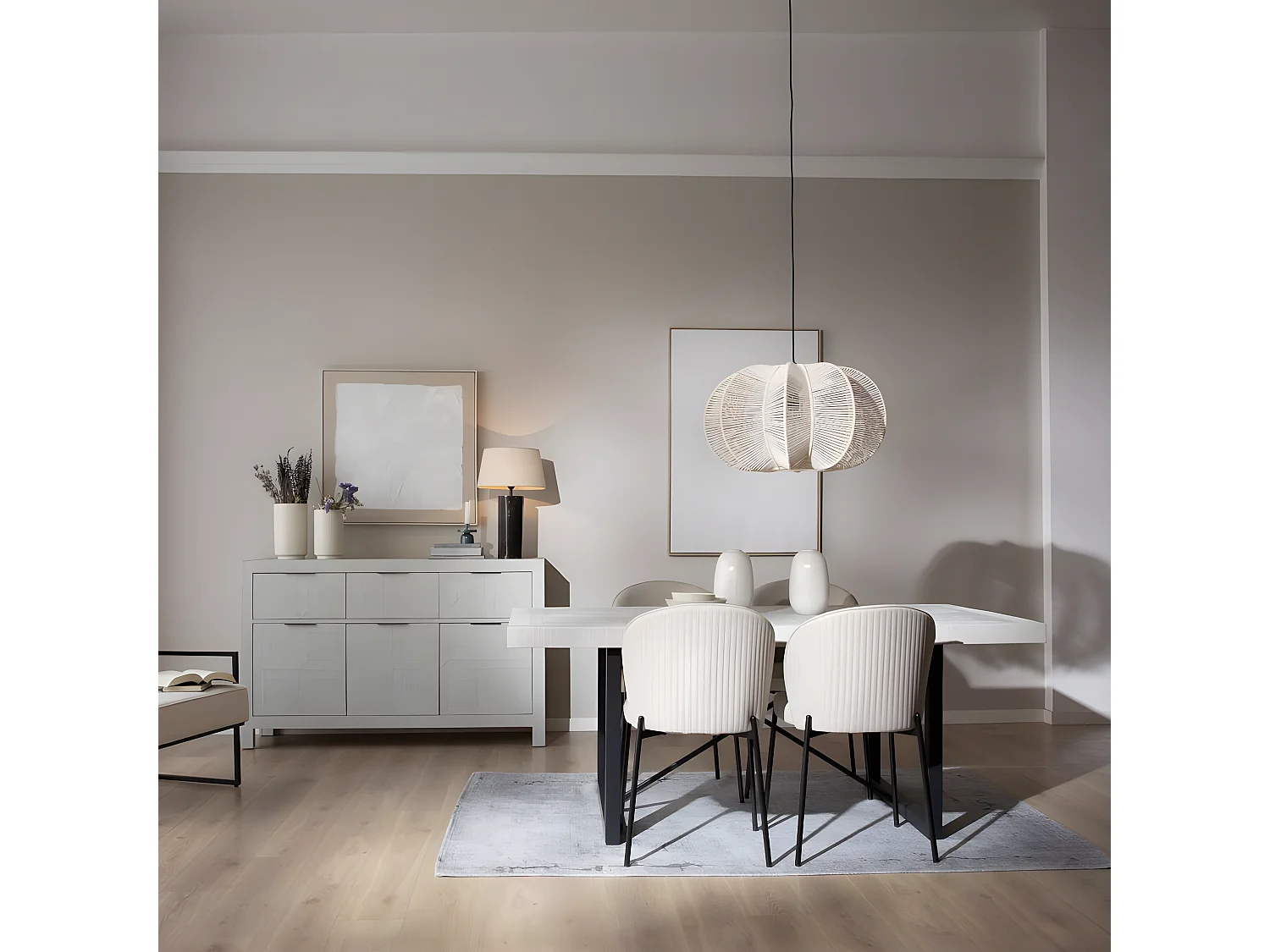 Table à manger en bois massif blanc 186x76