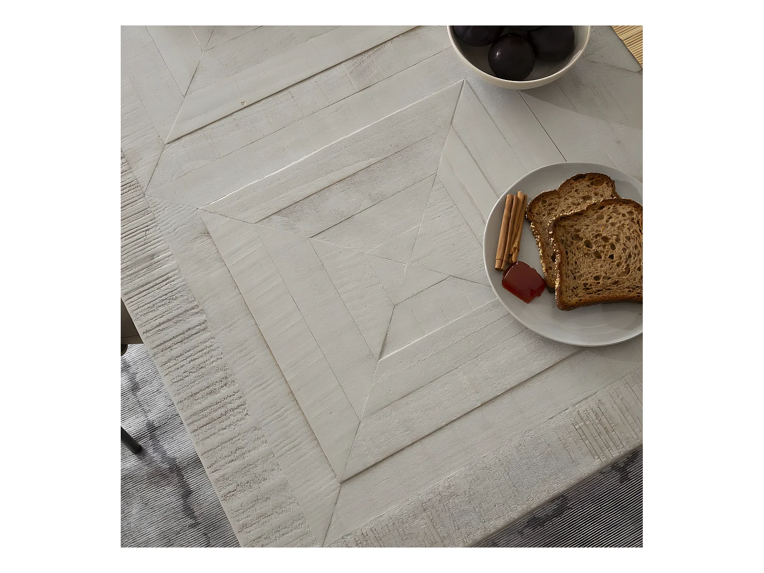 Tavolo da pranzo legno massiccio di araucaria bianco 100x76