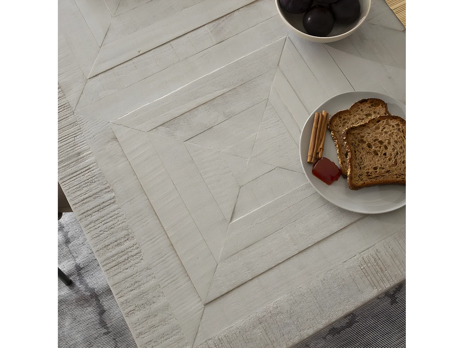 Tavolo da pranzo legno massiccio di araucaria bianco 100x76