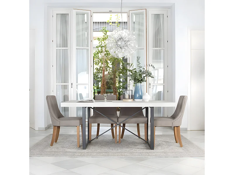 Tavolo da pranzo legno massiccio di araucaria bianco 100x76