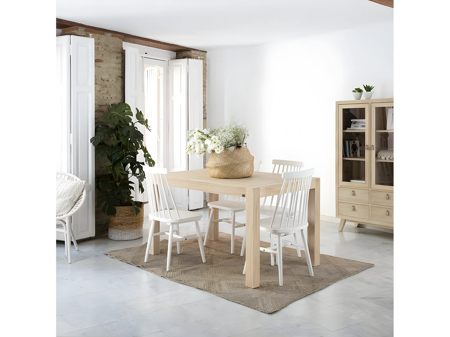 Table à manger extensible en bois massif naturel 160x78