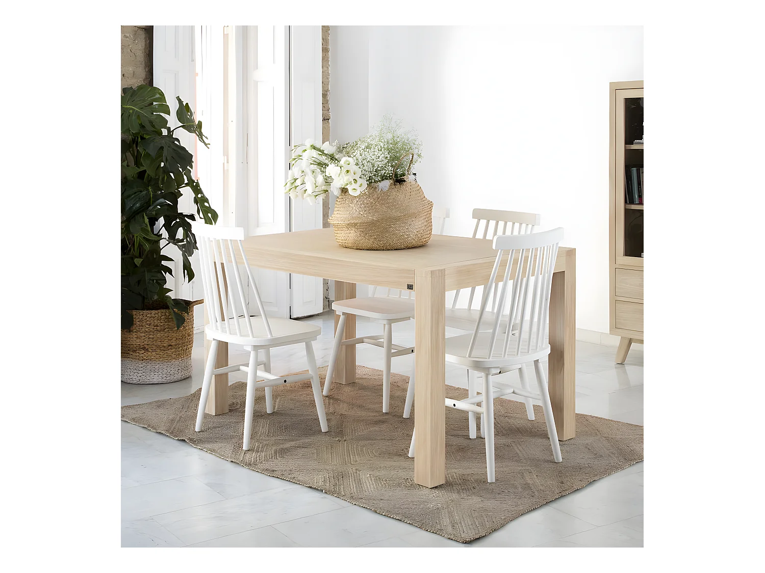 Tavolo da pranzo allungabile legno massello, pannello in mdf e impiallacciatura  naturale 90x78