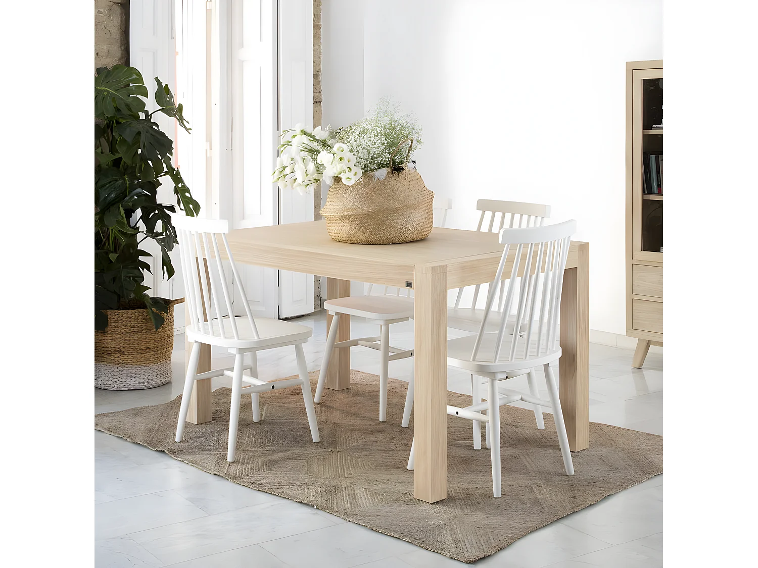 Table à manger extensible en bois massif naturel 160x78