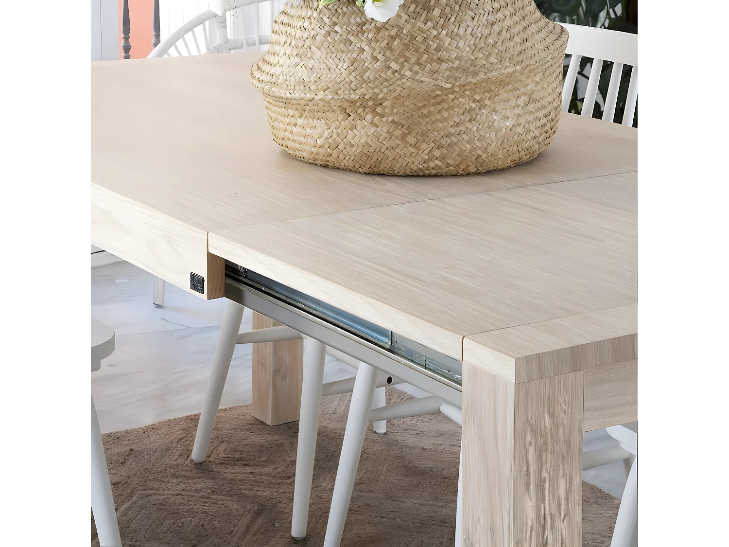 Table à manger extensible en bois massif naturel 160x78