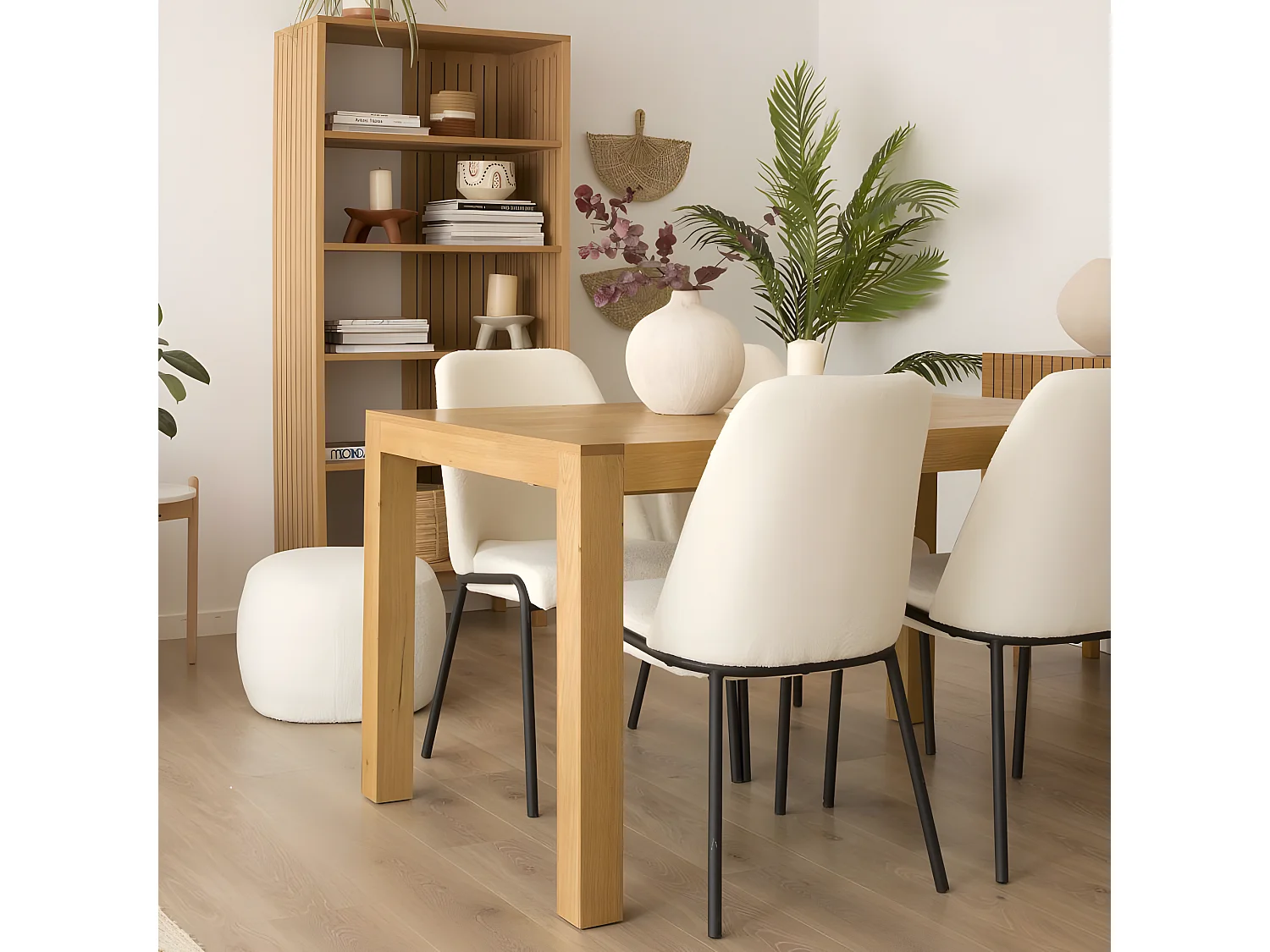 Table à manger extensible effet bois naturel 140x78