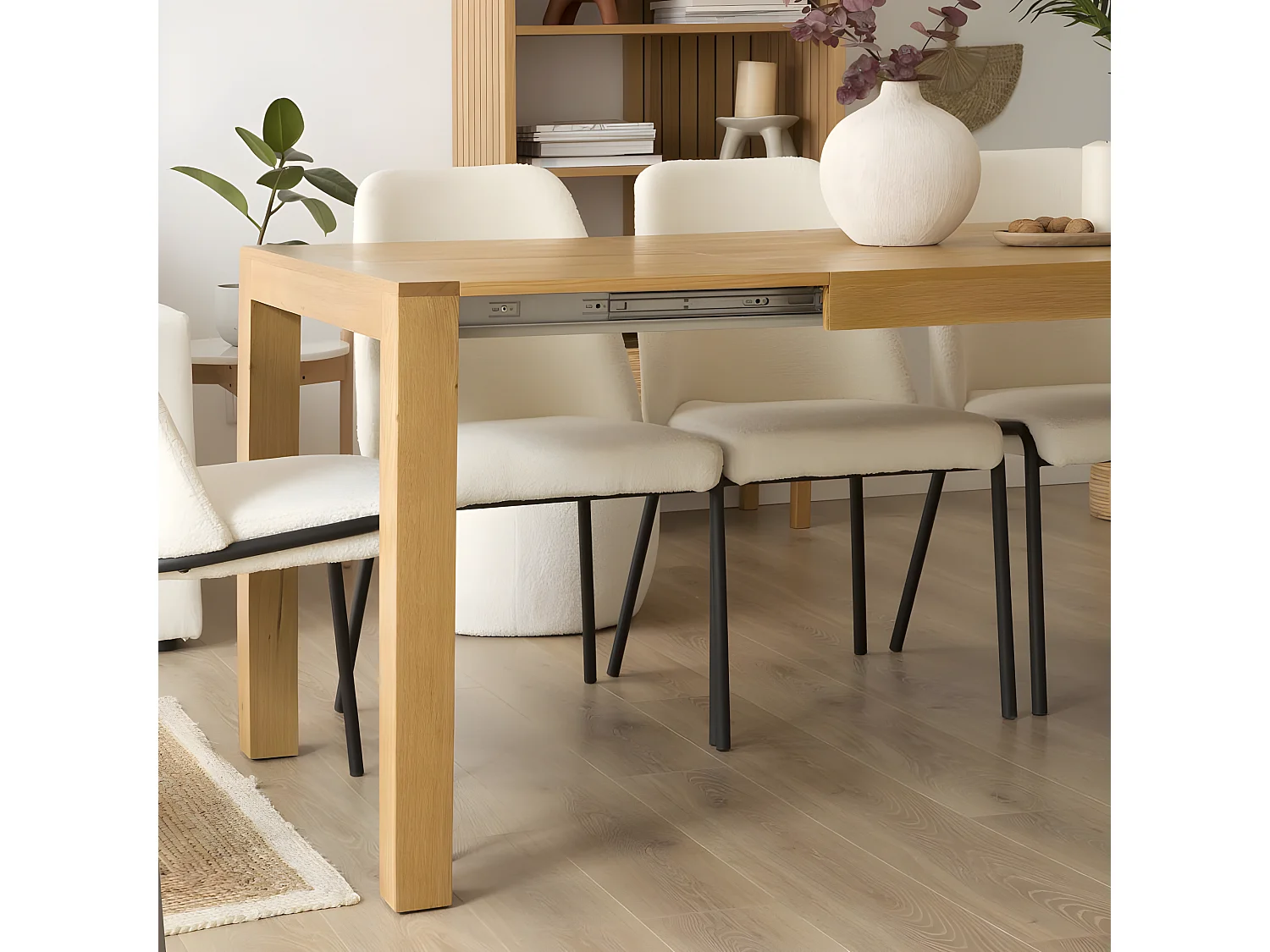 Table à manger extensible effet bois naturel 140x78