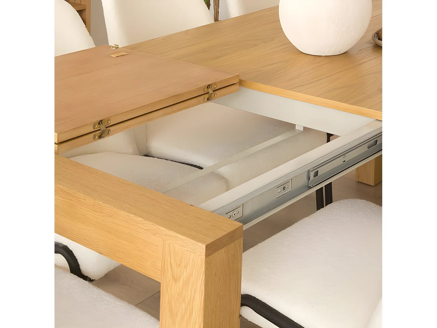 Table à manger extensible effet bois naturel 140x78