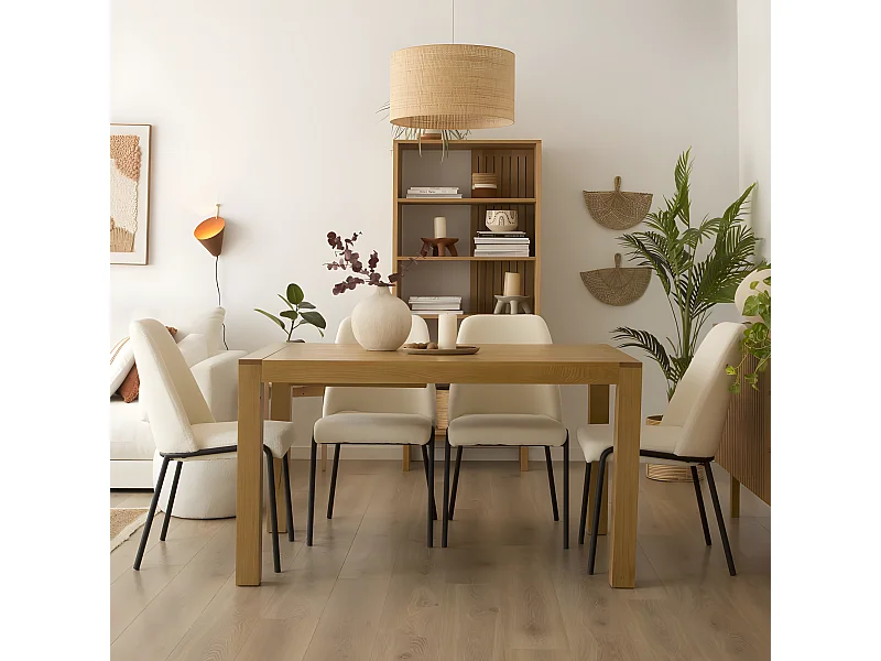 Table à manger extensible effet bois naturel 140x78