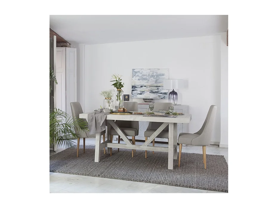 Table à manger en bois massif blanc 175x78