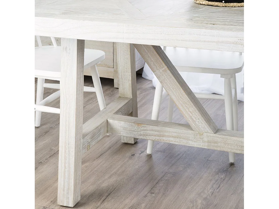 Table à manger en bois massif blanc 175x78