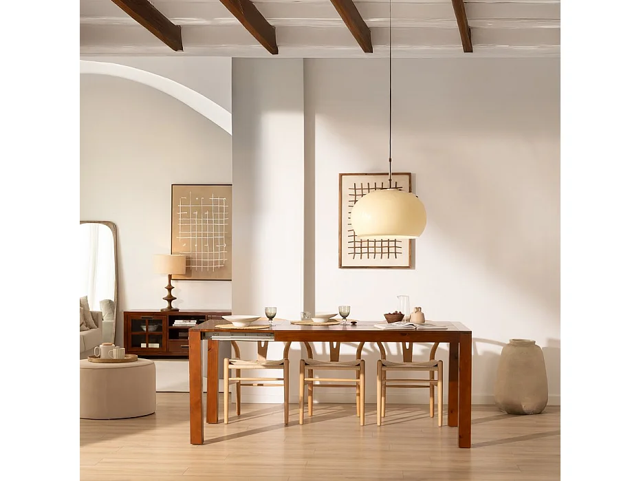 Table à manger extensible en bois massif marron 140x78