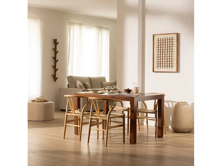 Table à manger extensible en bois massif marron 140x78