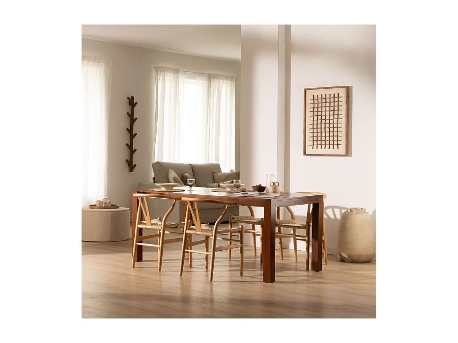 Table à manger extensible en bois massif marron 140x78