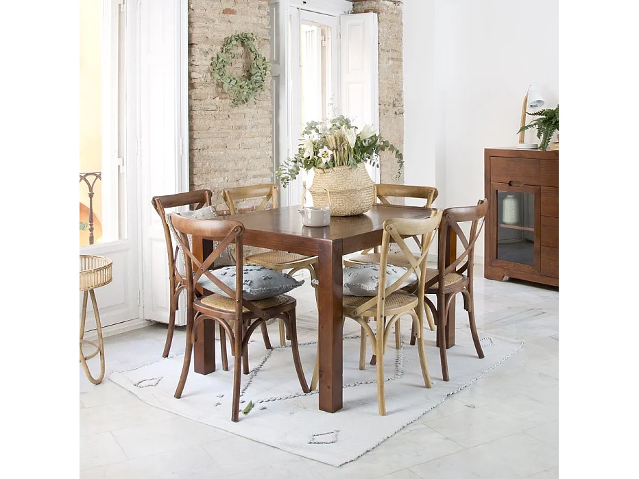 Table à manger extensible en bois massif marron 140x78