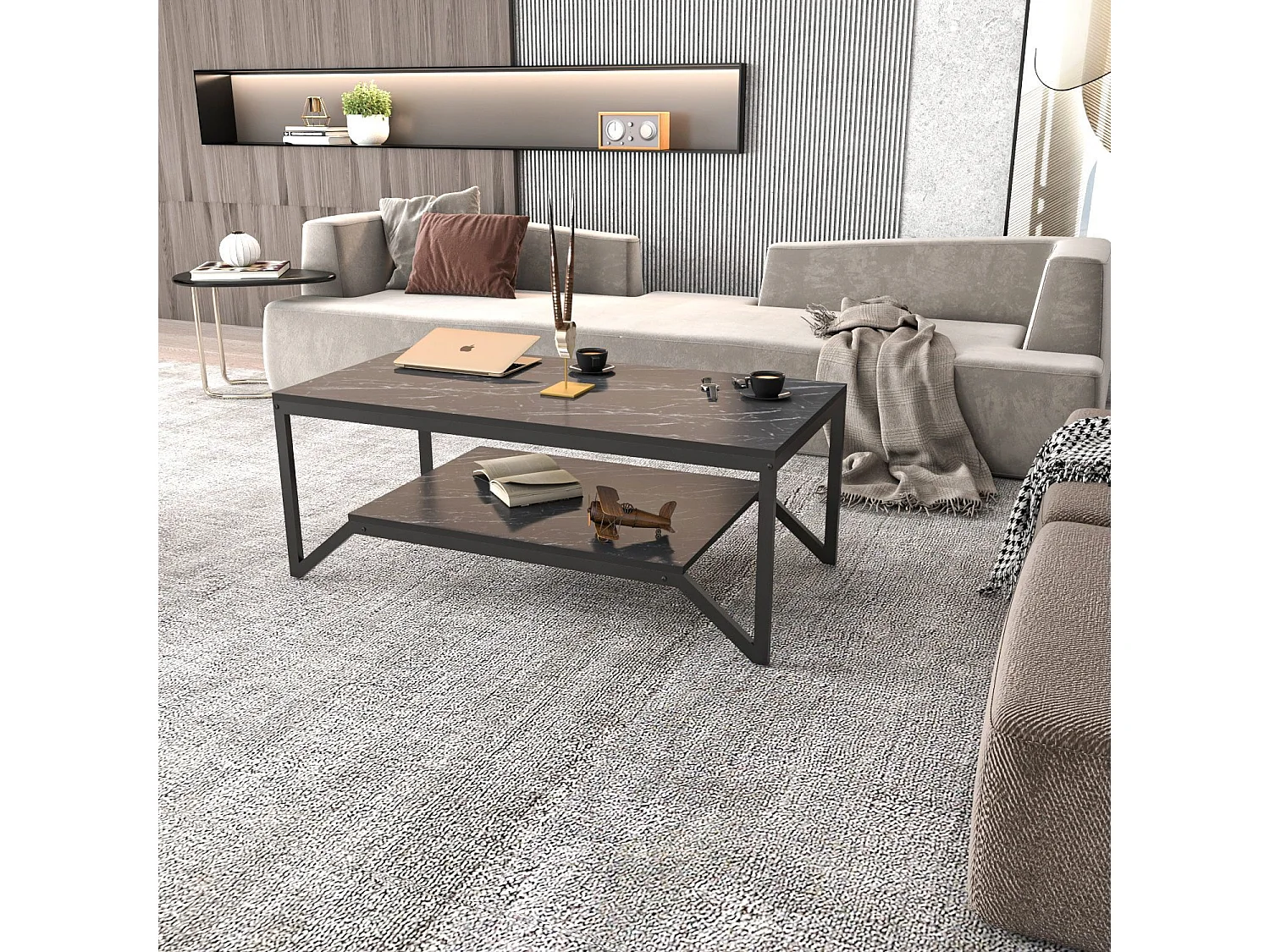 Table basse design houyi en particules de MÉLANINE noir