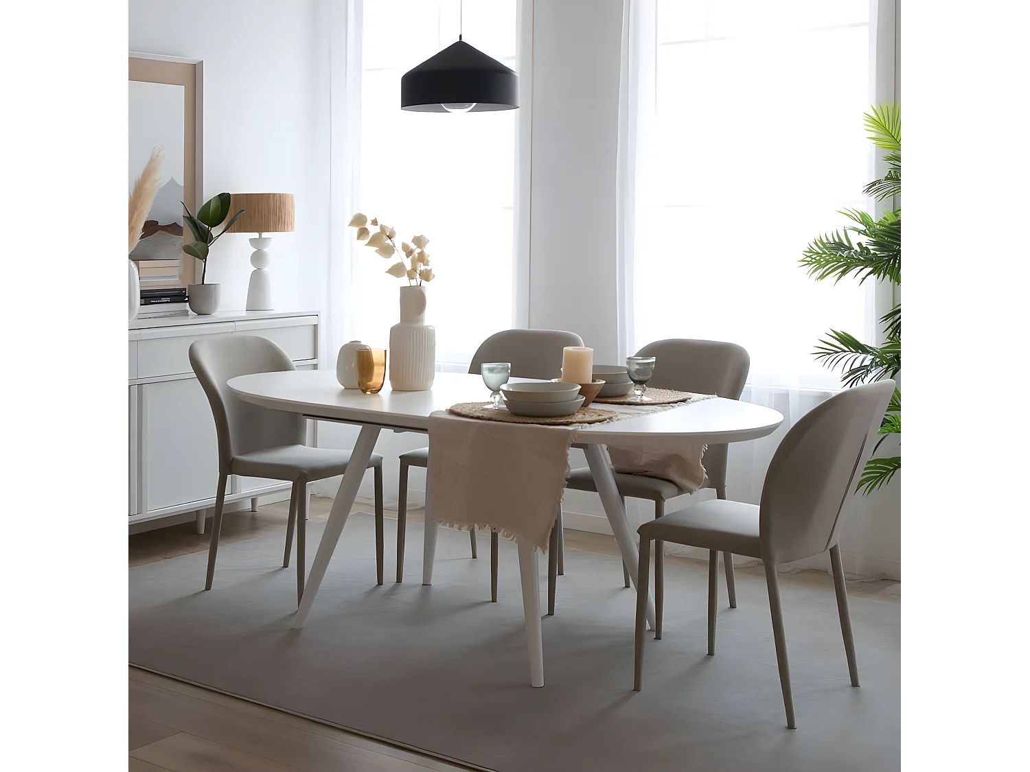 Tavolo da pranzo allungabile pannello in mdf bianco 93x76