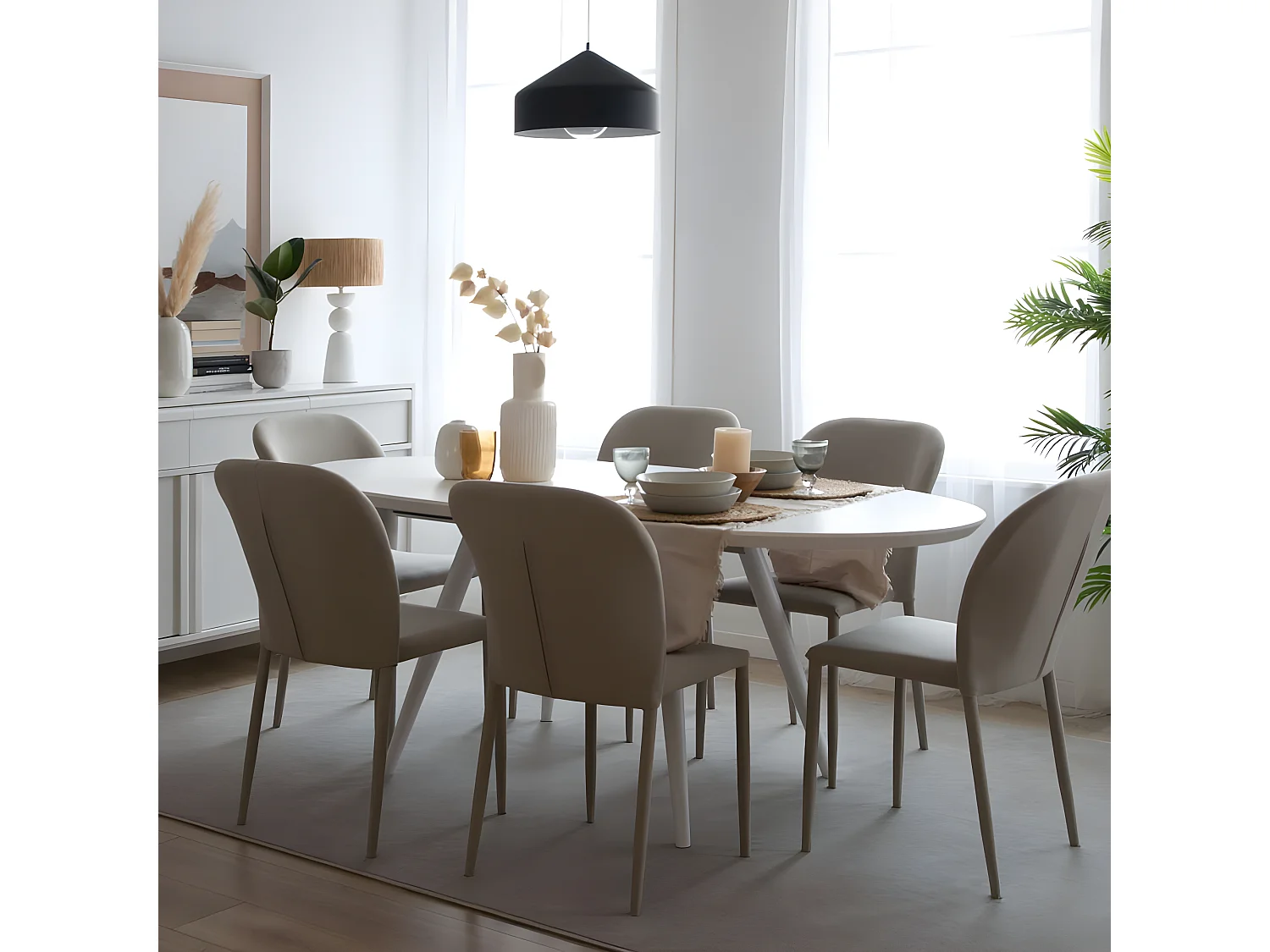 Tavolo da pranzo allungabile pannello in mdf bianco 93x76