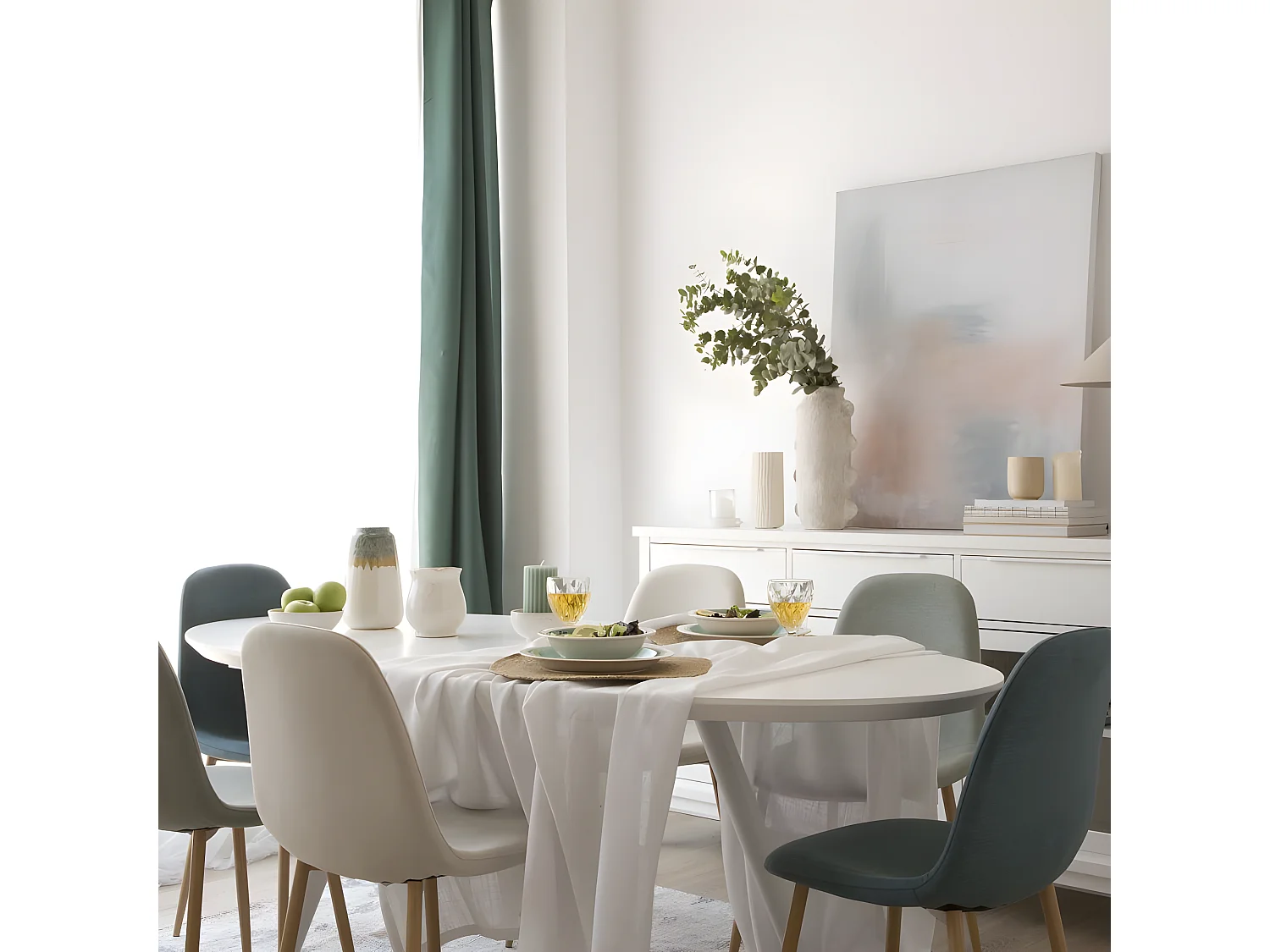 Tavolo da pranzo allungabile pannello in mdf bianco 93x76