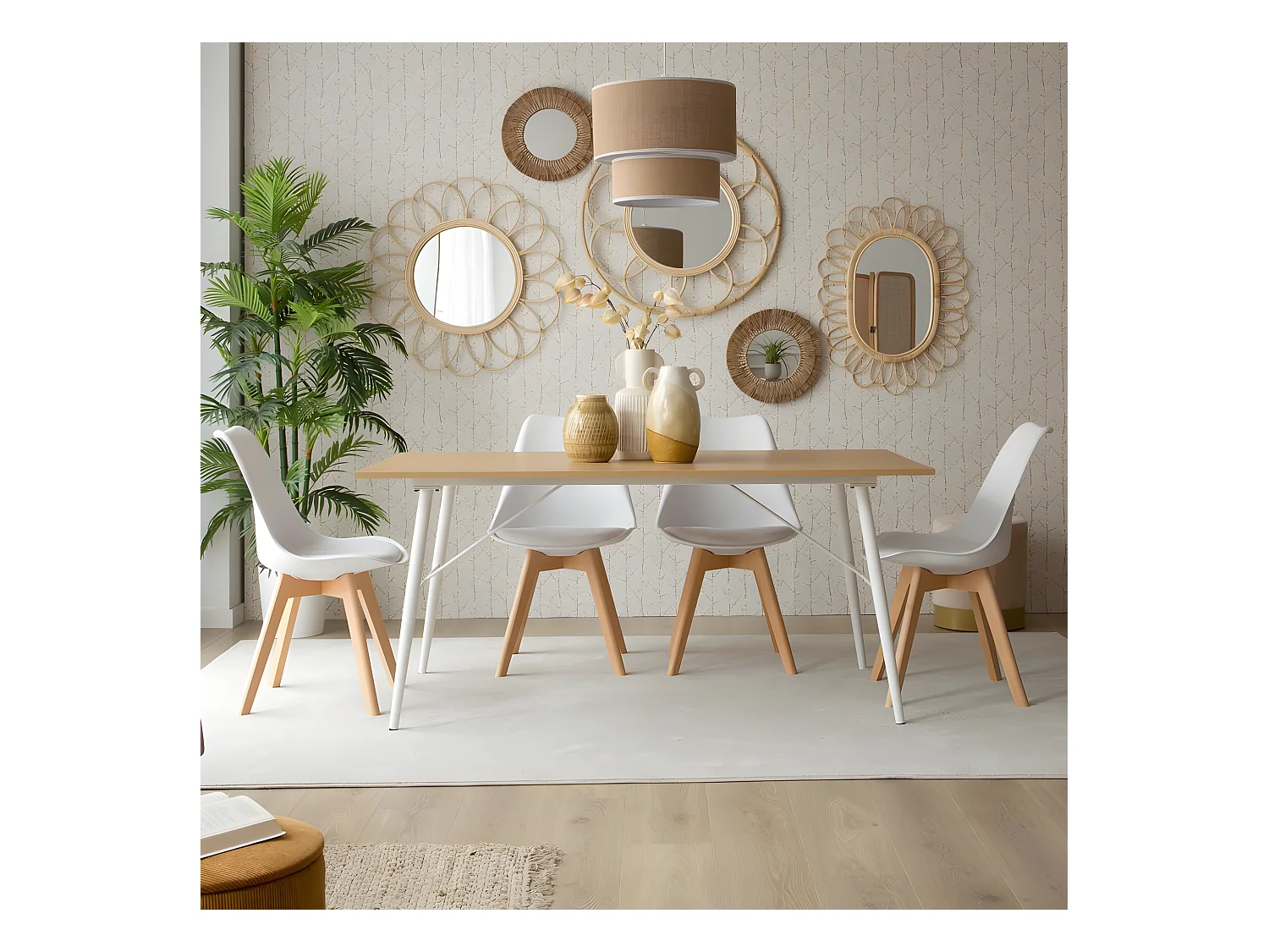Table à manger en mdf chêne beige 160x75