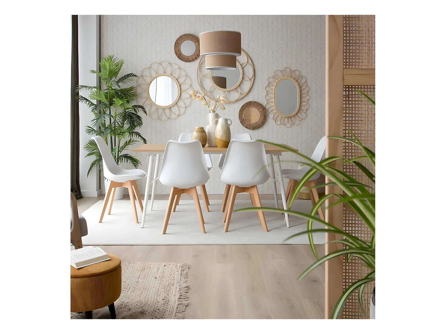 Table à manger en mdf chêne beige 160x75