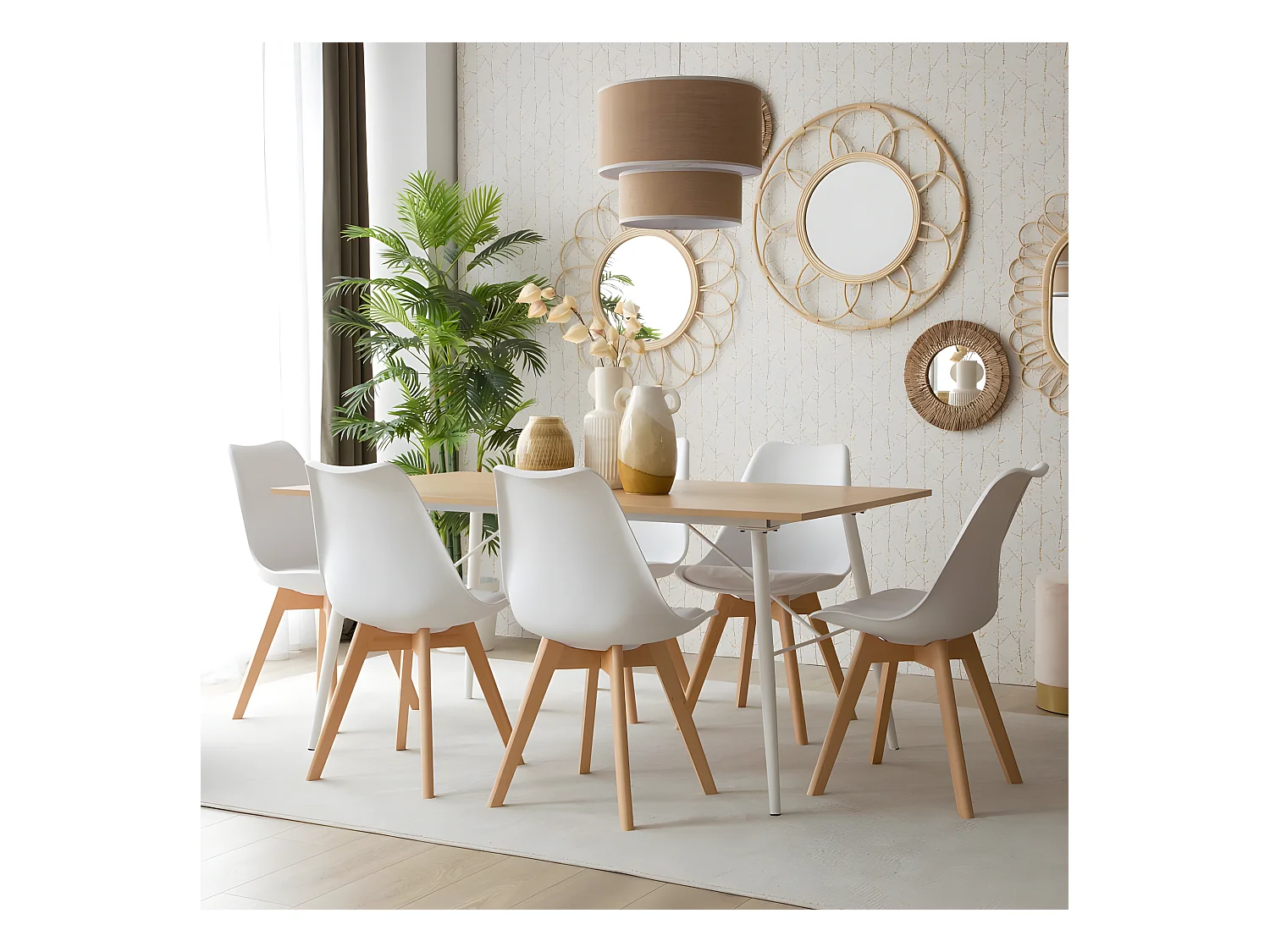 Table à manger en mdf chêne beige 160x75