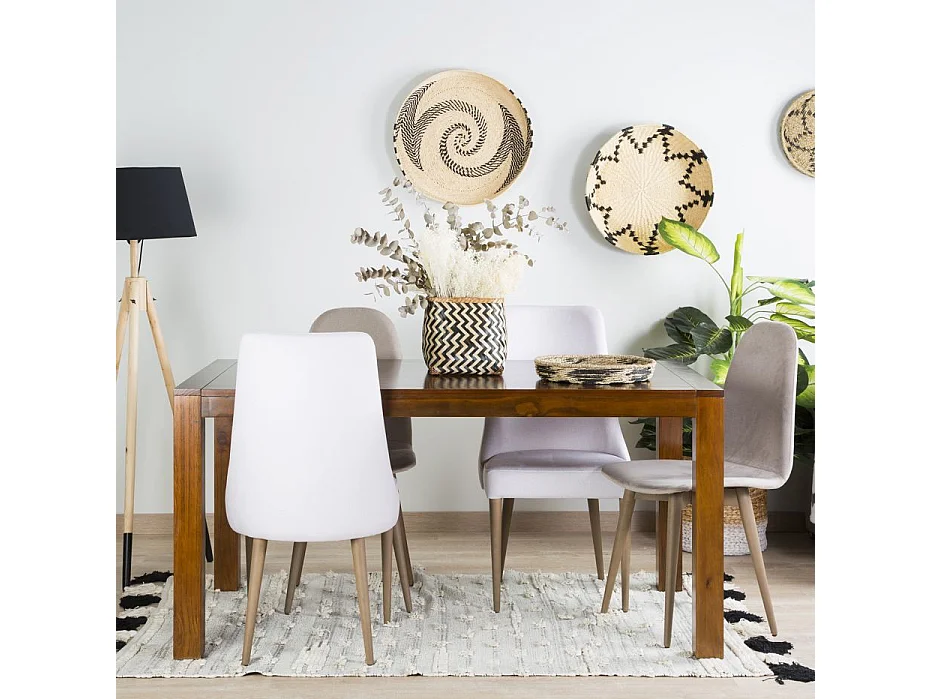 Tavolo da pranzo allungabile legno massello, pannello in mdf e impiallacciatura naturale Tek 90x78