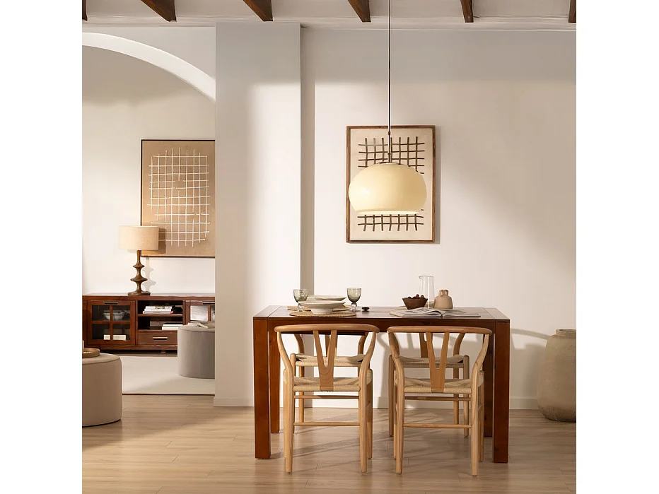 Tavolo da pranzo allungabile legno massello, pannello in mdf e impiallacciatura naturale Tek 90x78