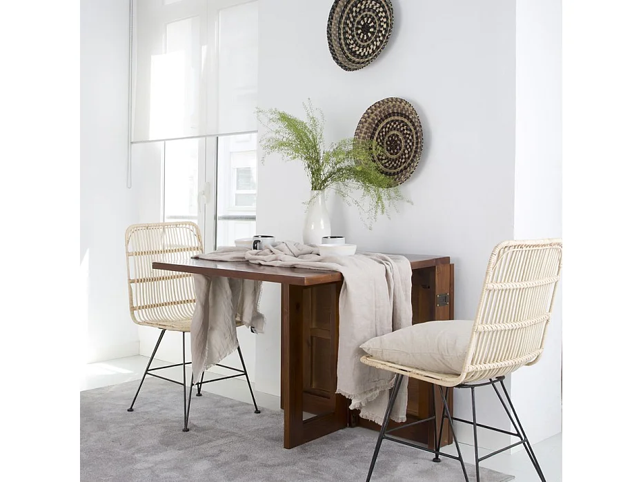 Table à manger pliante en bois massif marron 160x78