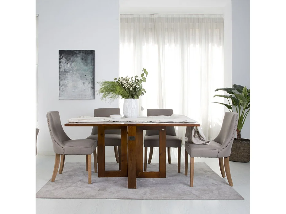 Table à manger pliante en bois massif marron 160x78