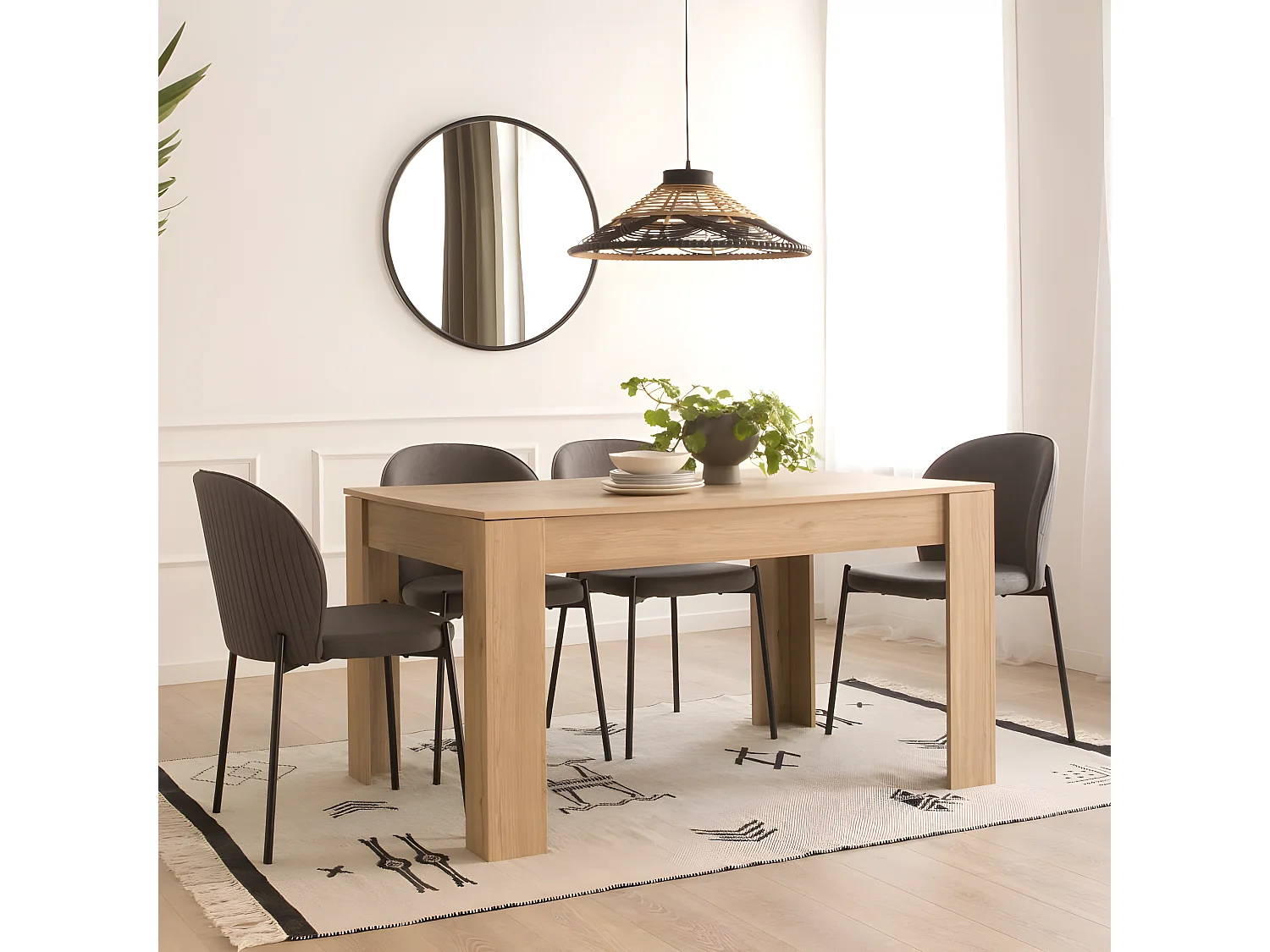 Tavolo da pranzo allungabile legno effetto olmo e olmo imbiancato naturale 90x74