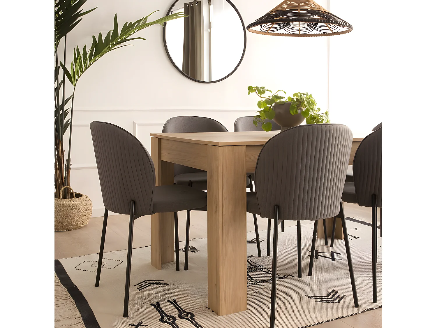 Tavolo da pranzo allungabile legno effetto olmo e olmo imbiancato naturale 90x74