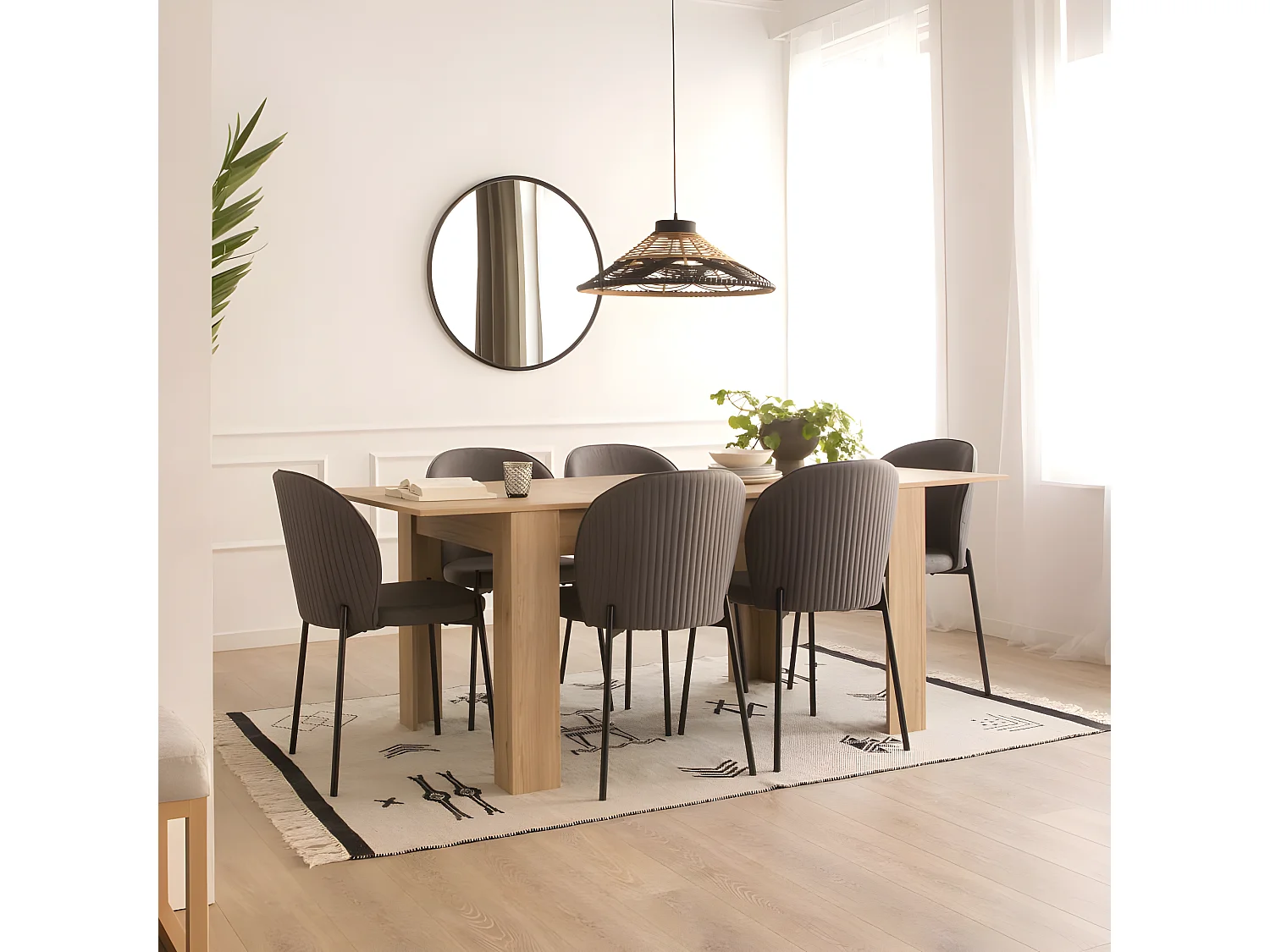 Tavolo da pranzo allungabile legno effetto olmo e olmo imbiancato naturale 90x74