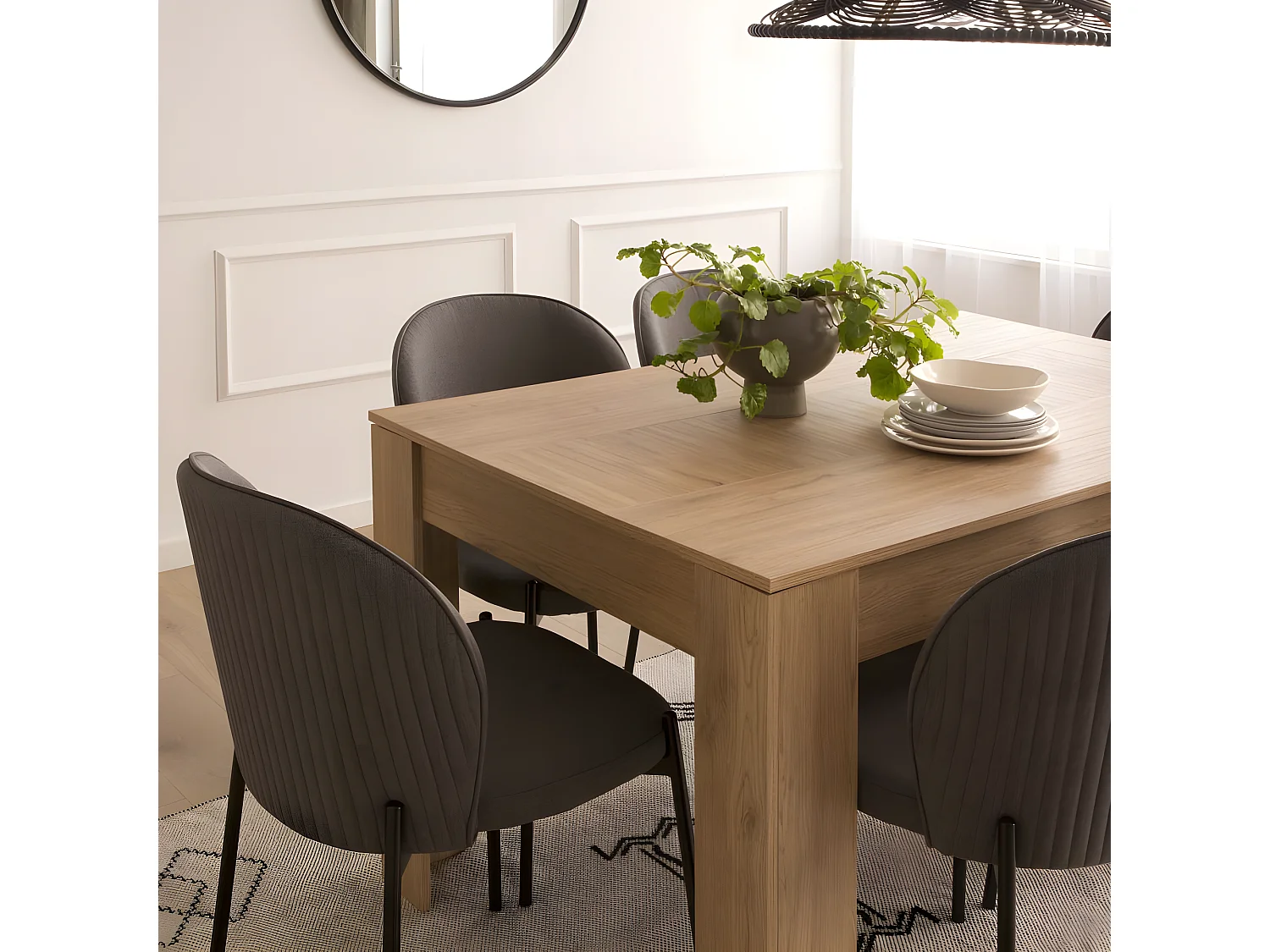 Tavolo da pranzo allungabile legno effetto olmo e olmo imbiancato naturale 90x74