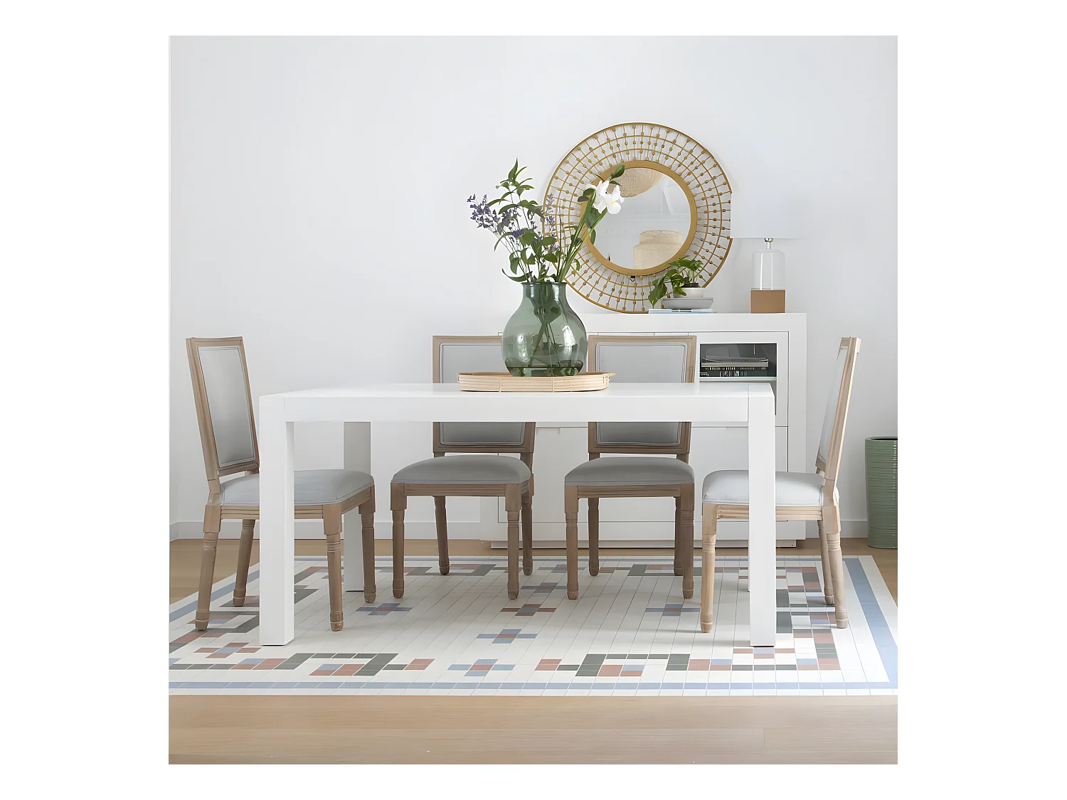 Tavolo da pranzo allungabile legno massello e pannello in mdf bianco 90x78