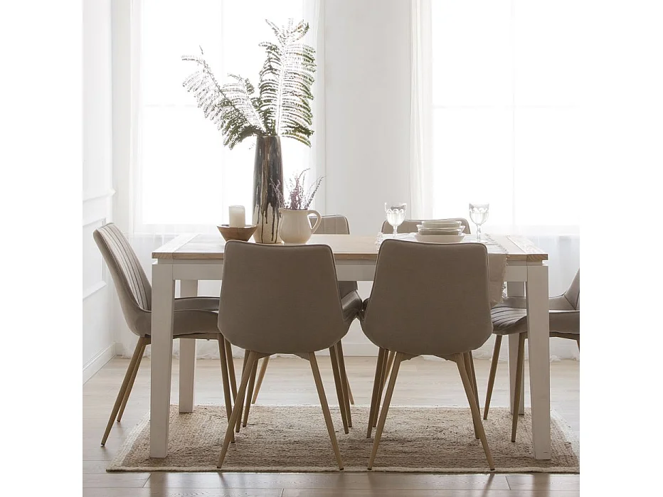 Table à manger extensible structure en bois tropicaux/planche en fibres naturel 150x78