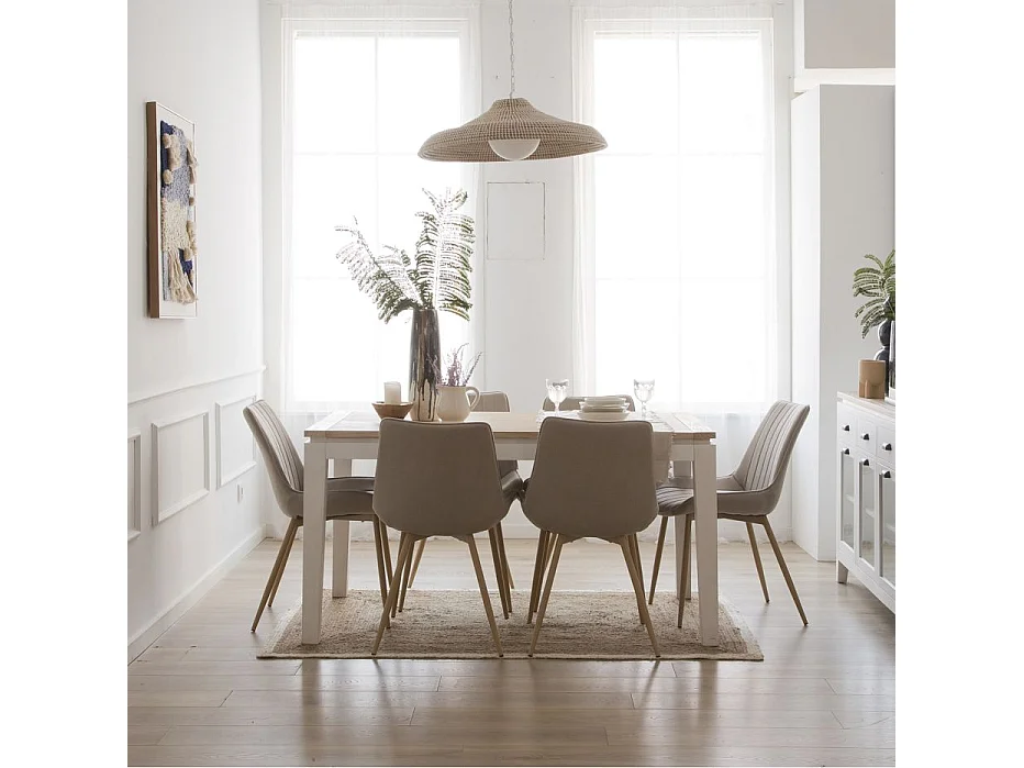 Table à manger extensible structure en bois tropicaux/planche en fibres naturel 150x78