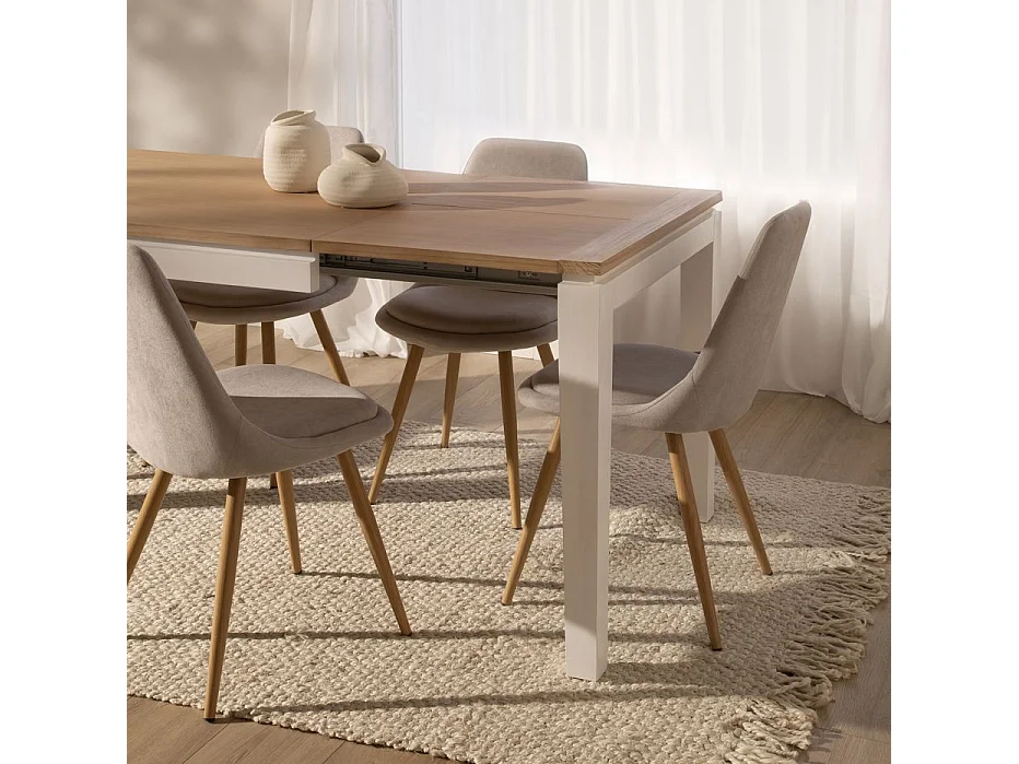 Table à manger extensible structure en bois tropicaux/planche en fibres naturel 150x78