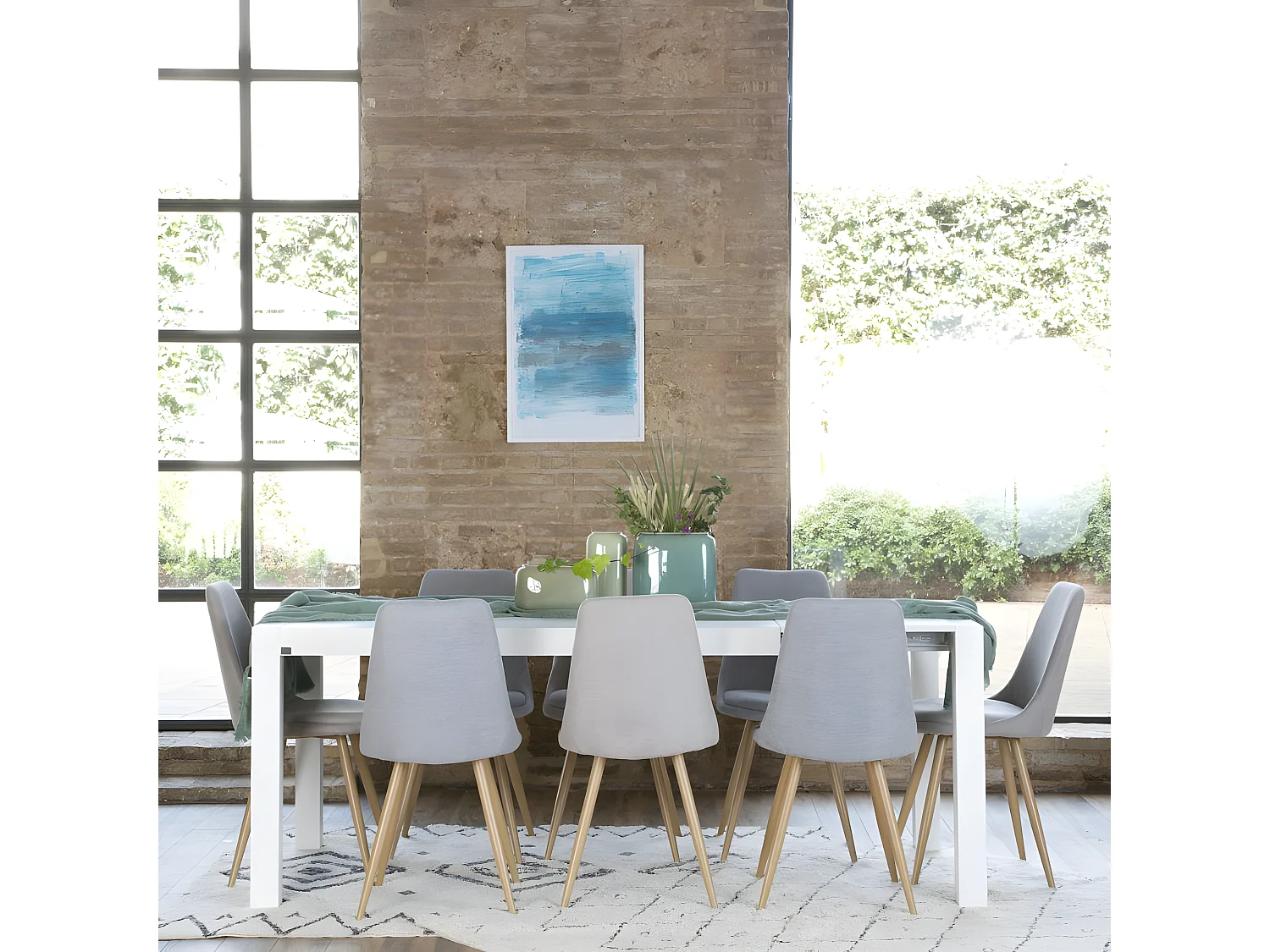 Tavolo da pranzo allungabile legno massello e pannello in mdf bianco 90x78
