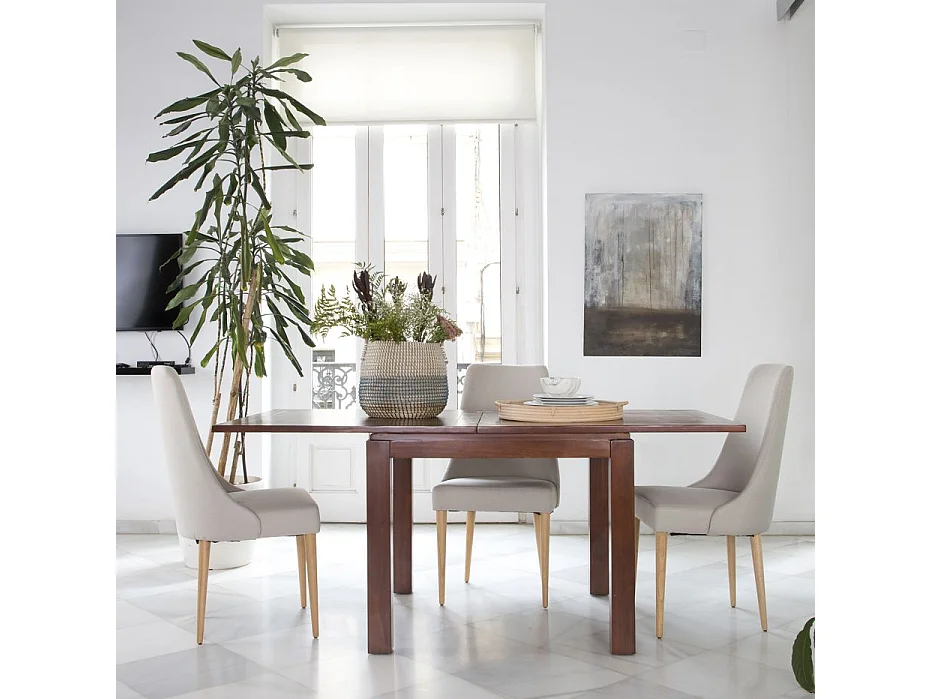 Table à manger extensible en bois massif marron 90x78