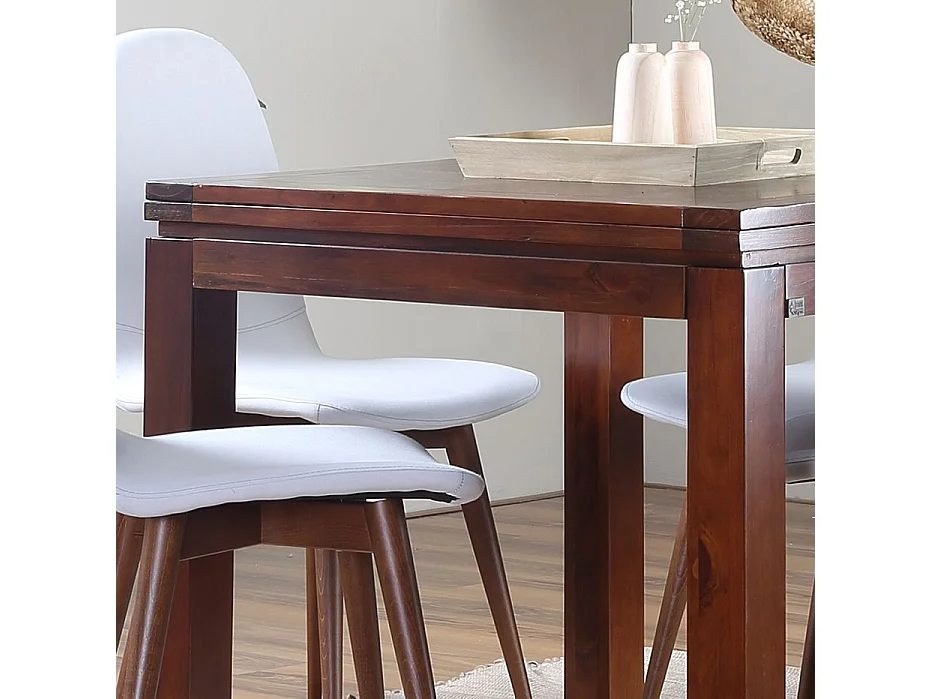 Table à manger extensible en bois massif marron 90x78