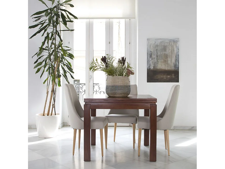 Table à manger extensible en bois massif marron 90x78