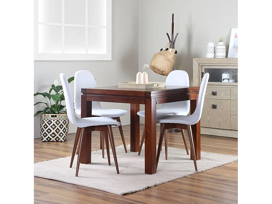 Table à manger extensible en bois massif marron 90x78