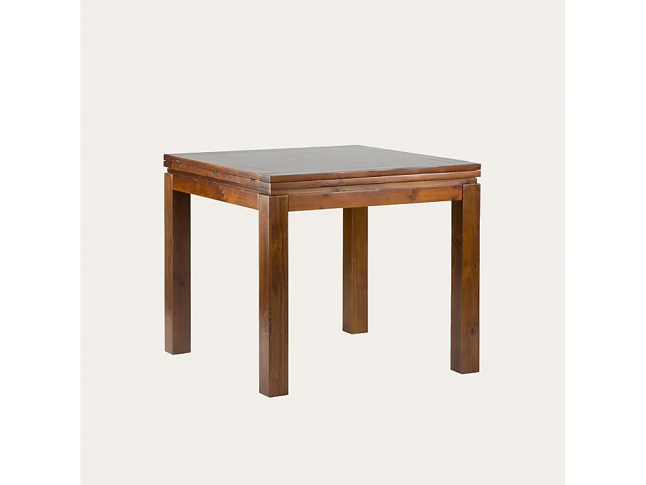 Table à manger extensible en bois massif marron 90x78